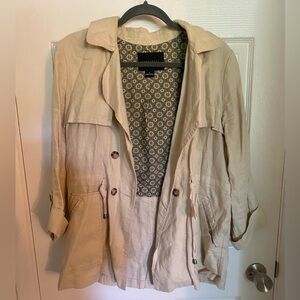 SANCTUARY ANTHROPOLOGIE | 100% Linen Trench Trenchcoat Style 3/4 Sleeve Jacket